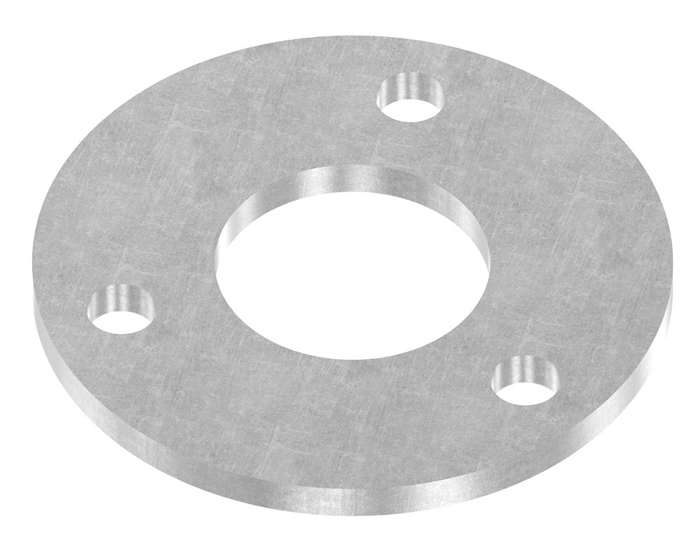Ronde ø 100mm, Stärke 6mm, mit drei ø 11mm Bohrungen und ø 43mm Mittelbohrung, gelasert, Stahl roh