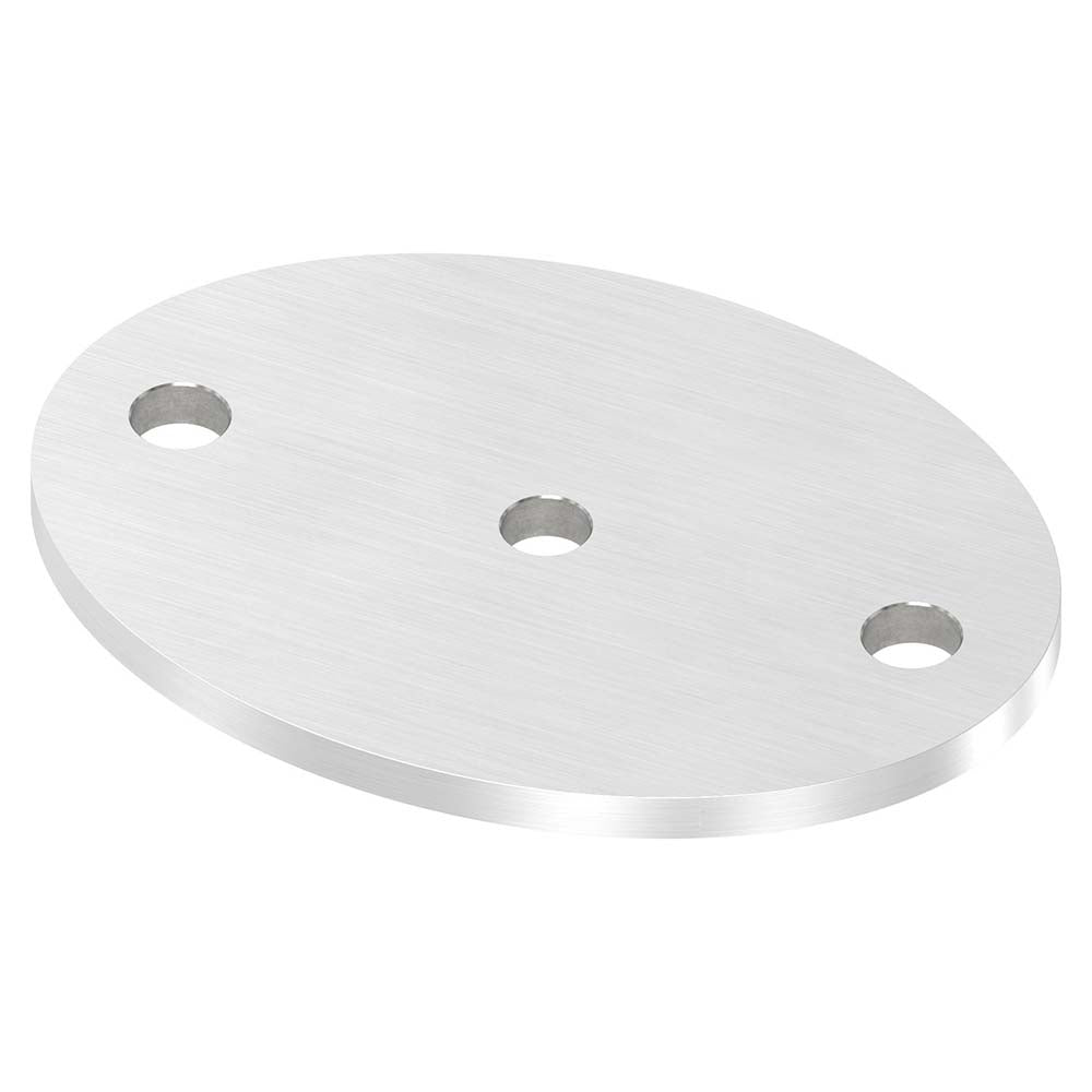 Ronde oval ø 120 x 88mm, Stärke 6mm, mit zwei ø 11mm und einer ø 10mm Mittel-Bohrungen, einseitig geschliffen, mit Längsschliff