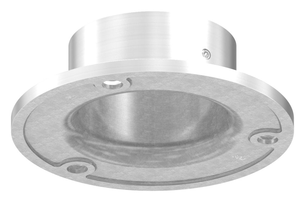 Wandflansch/Bodenanker, Platte ø 115 x 6mm, Höhe 38mm, für Rohr ø 60,3mm mit Madenschraube seitlich