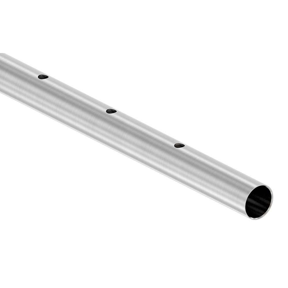 Rohr ø 42,4 x 2,0mm, gerade gelocht, Länge: 3000mm, aus V2A Edelstahl geschliffen