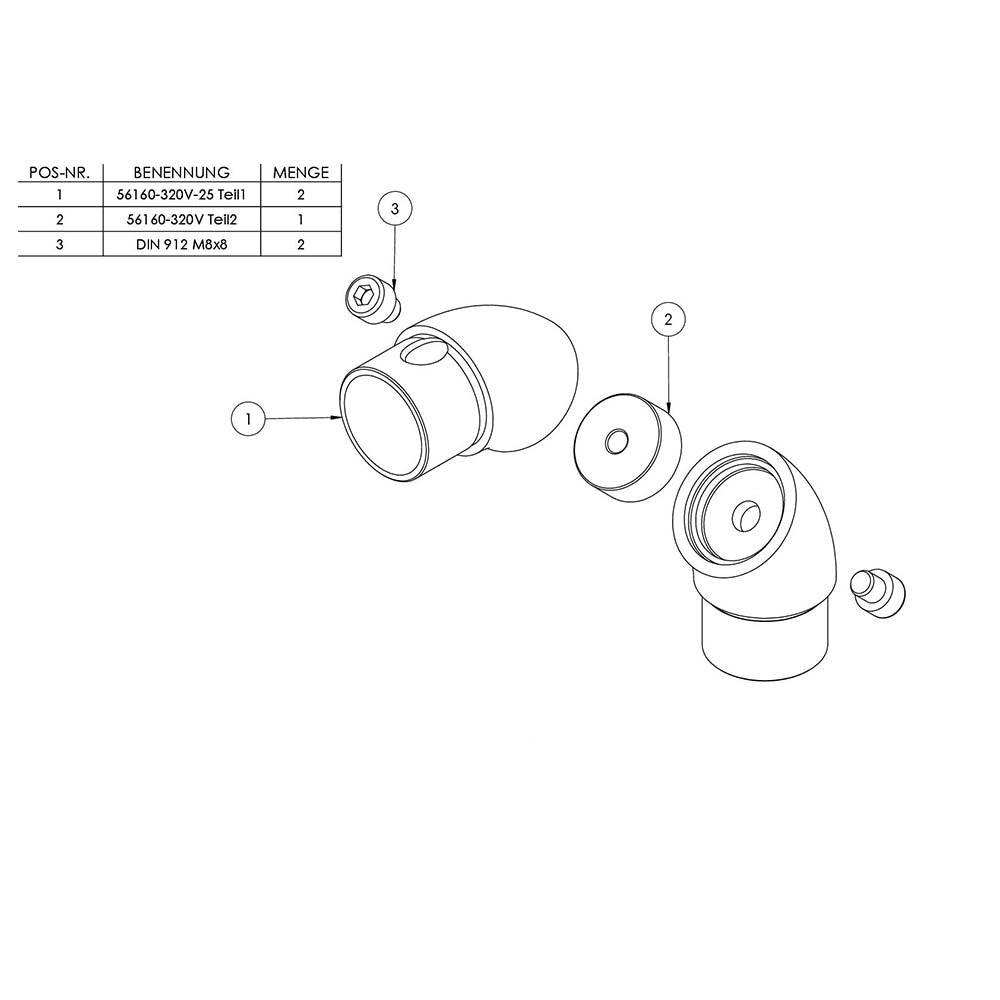 Rohrbogen 90°, stufenlos verstellbar, für Rohr 42,4 x 2,6mm
