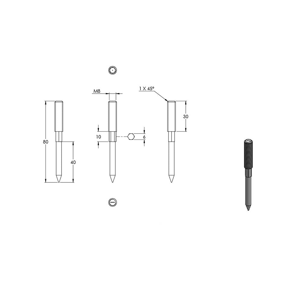 Edelstahl Stockschraube, M8 x 80mm, 10er Pack