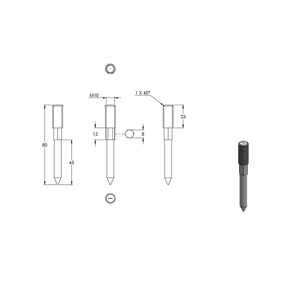 Edelstahl Stockschraube, M10 x 80mm, 10er Pack