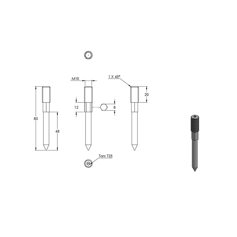Stahl verzinkte Stockschraube, M10 x 80mm, 10er Pack
