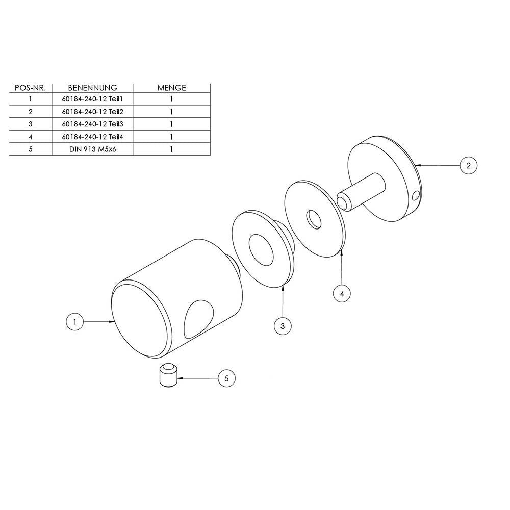 Querstabhalter-Glashalter, für Stab ø 12 mm, für 6-12,76mm Glas