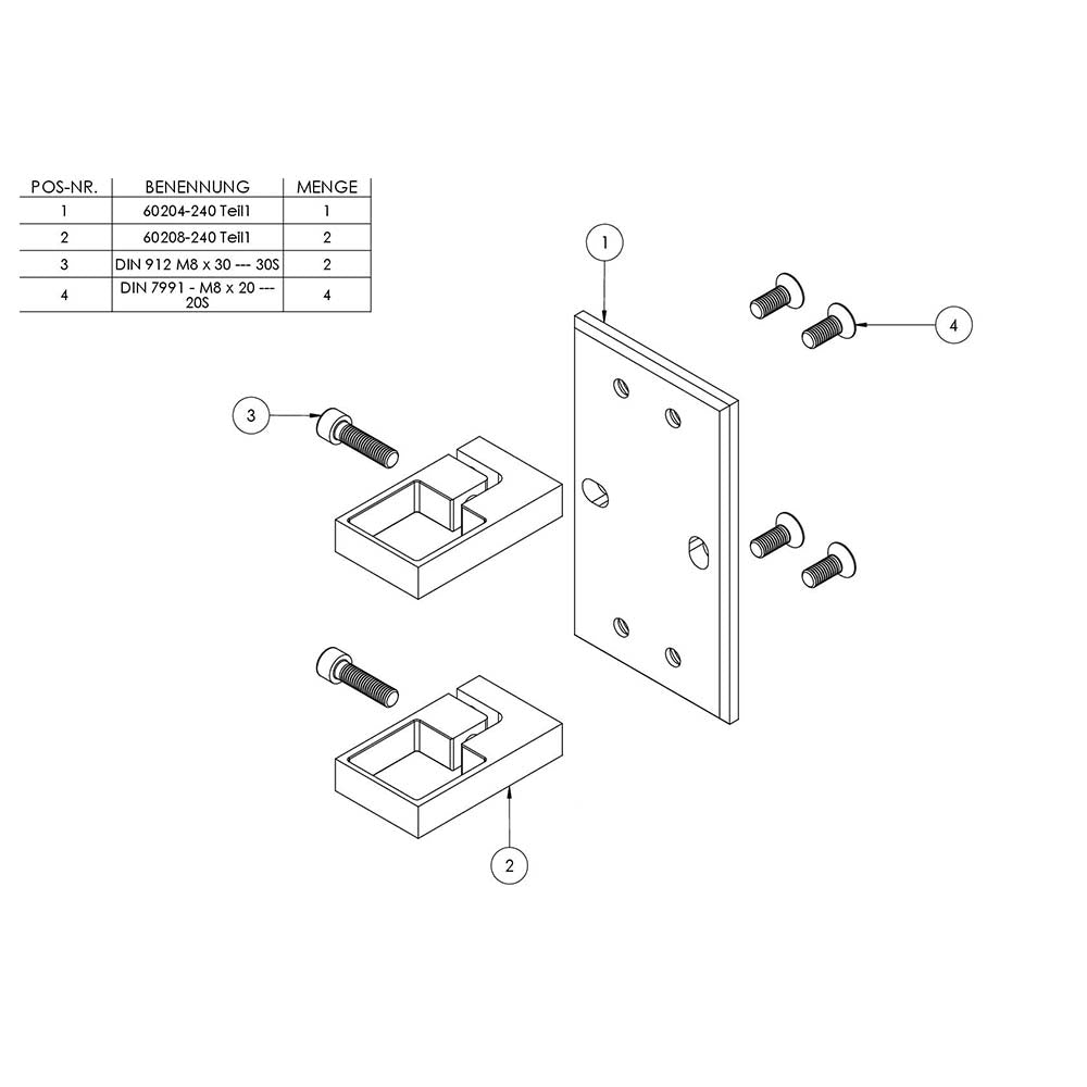 Wandanker zum Spannen, mit Platte 160 x 90 x 8,5mm, für 40 x 40mm Rohr