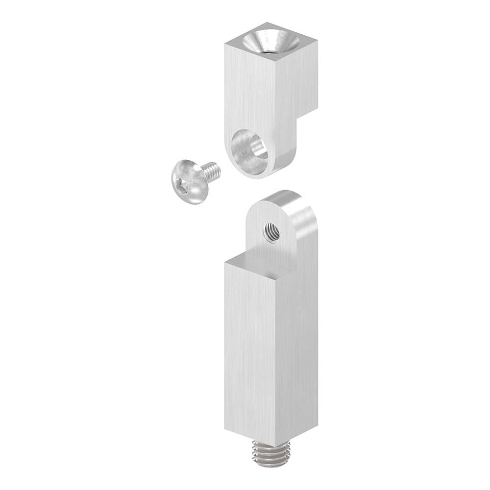 14 x 14mm Vierkant-Stift mit Gelenk, mit M8 x 9mm Außengewinde unten und M6 x 15mm Innengewinde oben, Länge 68mm