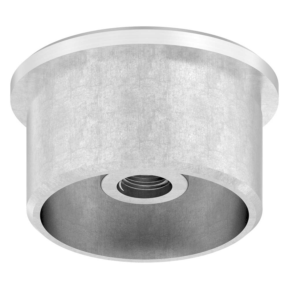 Endkappe flach mit M8 Innengewinde, hohl, für Rohr ø 42,4 x 2,5mm, zum Einkleben