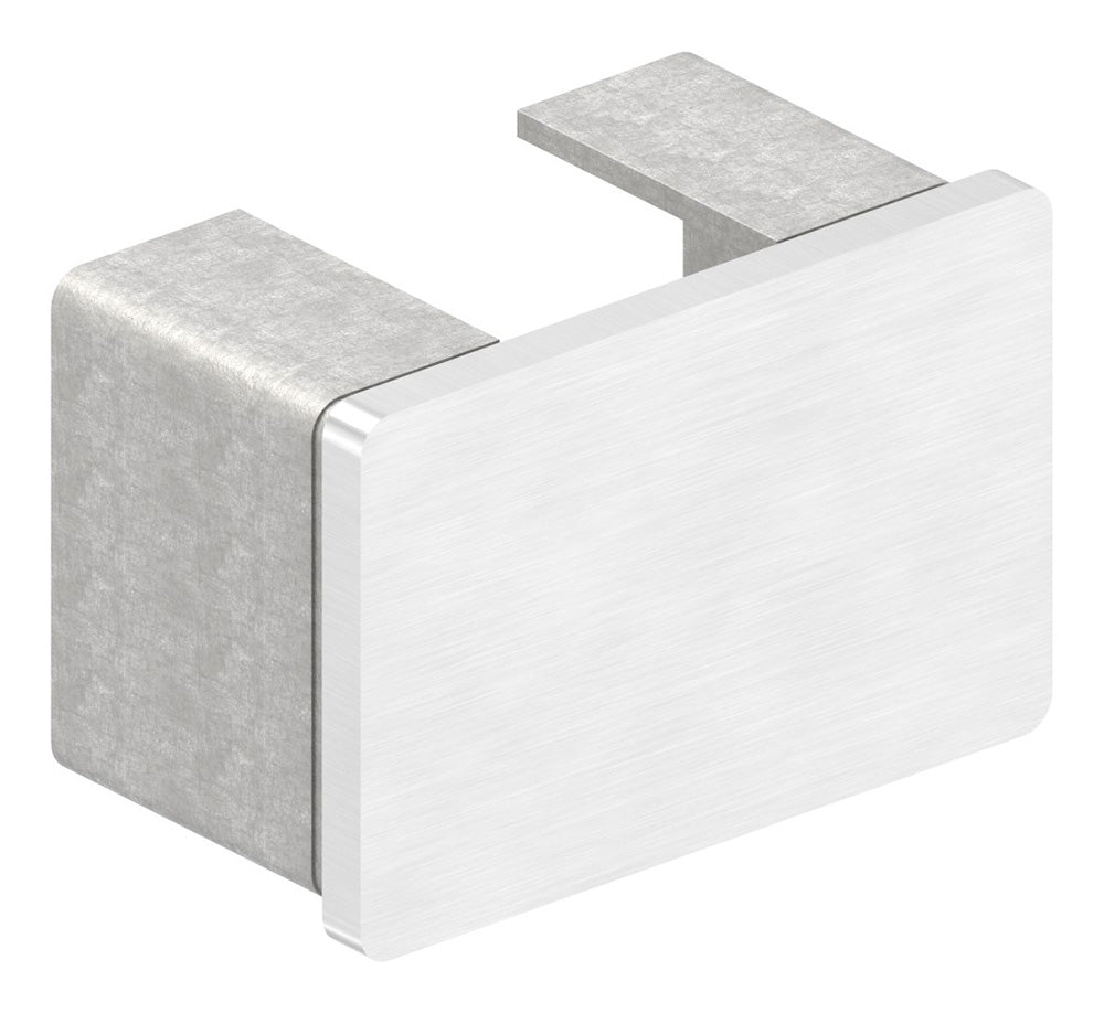 Endkappe flach für Glasleistenrohr 60 x 40 x 1,5mm, V2A