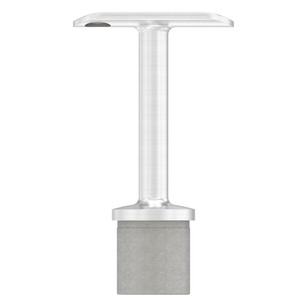 Handlaufstütze aus einem Teil für ø 33,7 x 2,0mm Pfosten, mit Halteplatte für Handlauf ø 42,4mm
