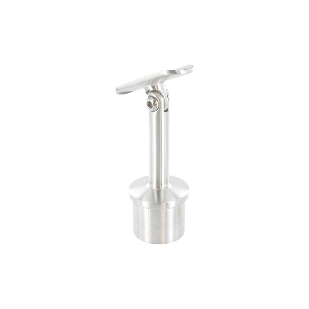 Handlaufstütze aus einem Teil, mit Gelenk, für ø 33,7 x 2,0mm Pfosten, mit Halteplatte für Handlauf ø 42,4mm
