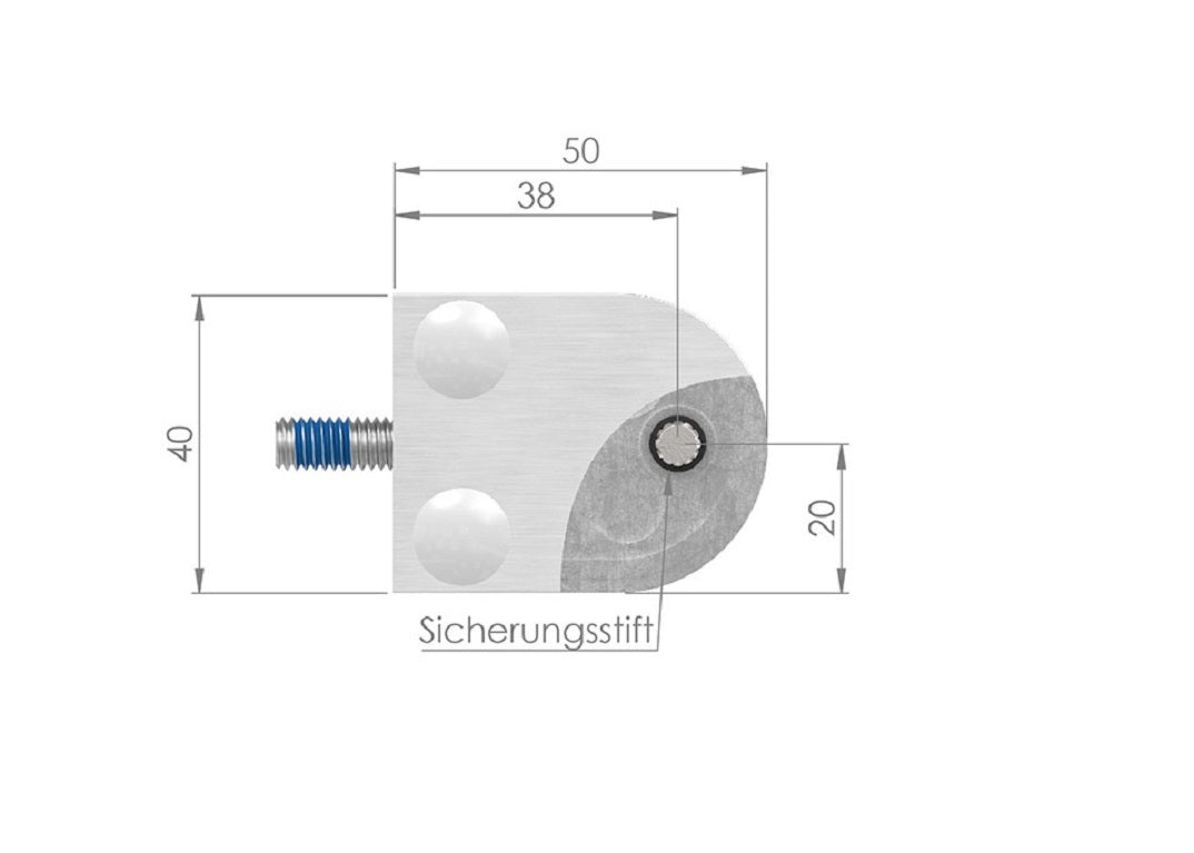 Glasklemme Modell 30, flacher Anschluss, für Glasstärke 1,5 - 10,76mm