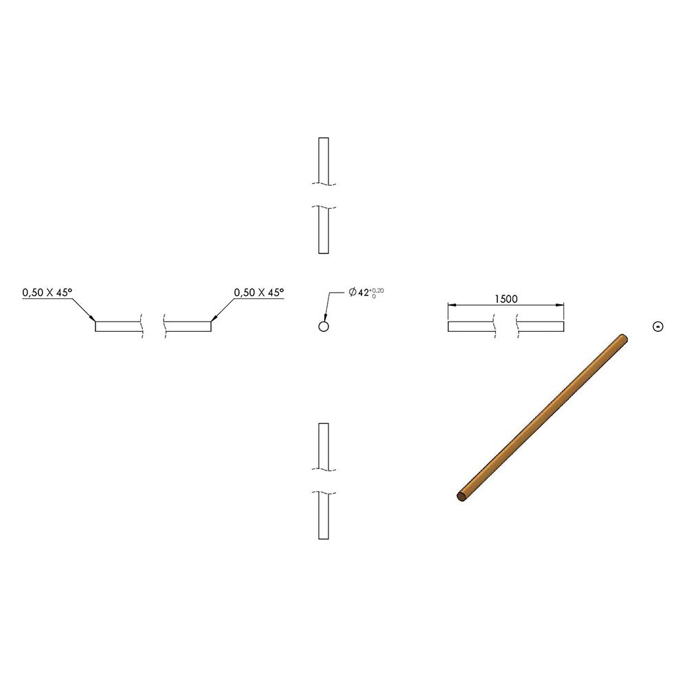 Holzhandlauf Buche, Durchmesser 42mm, L=1500mm, geschliffen und lackiert