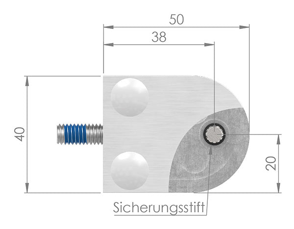 Glasklemme Modell 32, Anschluss für ø 33,7mm Rohr, für Glasstärke 1,5 - 10,76mm