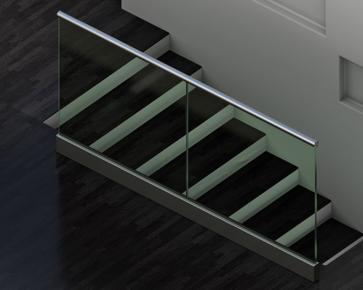 Ganzglasgeländer 6000mm Aufbodenmontage Komplettset, ohne Glas
