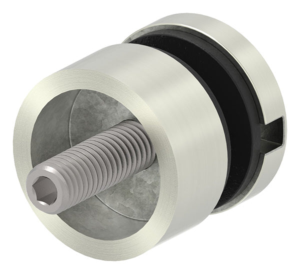 Glas-Punkthalter ø 30mm für Glas 6,0-12,76mm, flacher Anschluss, Zinkdruckguss Edelstahleffekt