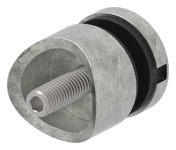 Glas-Punkthalter ø 30mm für Glas 6,0-12,76mm, Anschluss ø 42,4mm, Zinkdruckguss roh