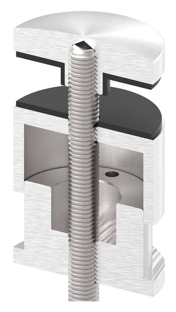 Glas-Punkthalter ø 52mm mit verstellbarem Wandabstand, für Glasstärken 6,0-25,52mm, flacher Anschluss, mit AbP