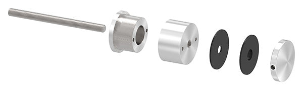 Glas-Punkthalter ø 52mm mit verstellbarem Wandabstand, für Glasstärken 6,0-25,52mm, flacher Anschluss, mit AbP