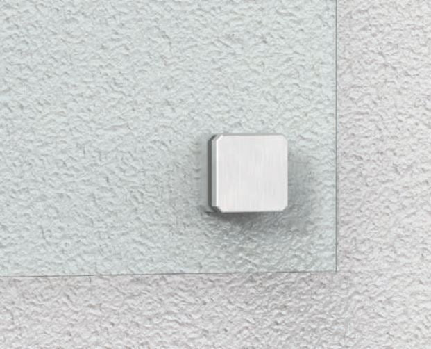 Glas-Punkthalter 63 x 63mm für Glas 8,0-21,52mm, flacher Anschluss, mit AbP