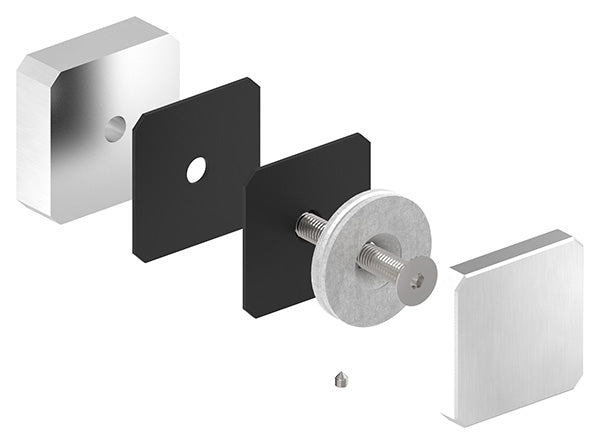 Glas-Punkthalter 63 x 63mm für Glas 8,0-21,52mm, flacher Anschluss, mit AbP