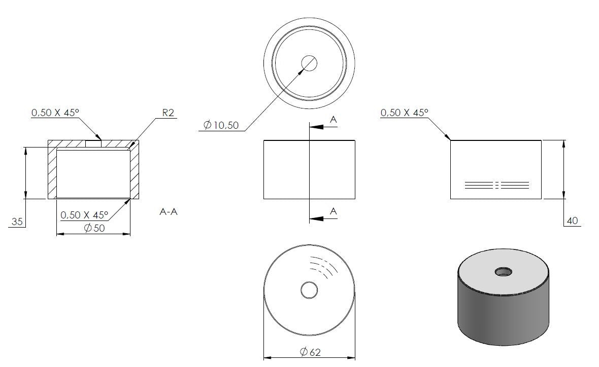 Glas-Punkthalter ø 62mm, Unterteil, Höhe 40mm