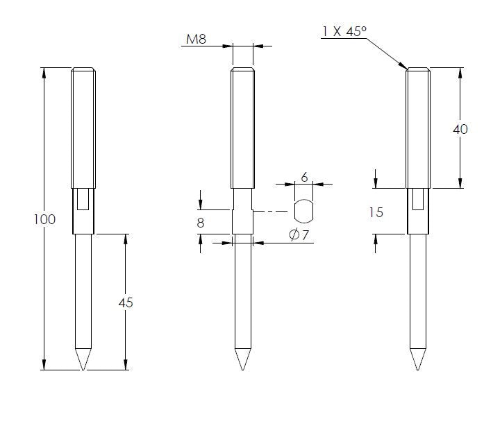 Stockschraube M8 x 100mm, aus V2A Edelstahl