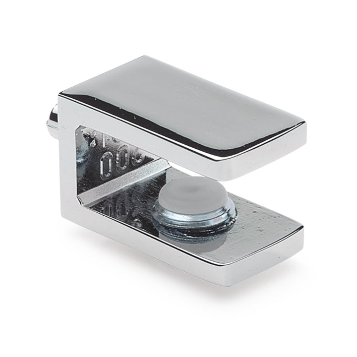Glashalter eckig, 15 x 27mm, für Lochwände, für 6-10 mm Glas, Zink glanzverchromt