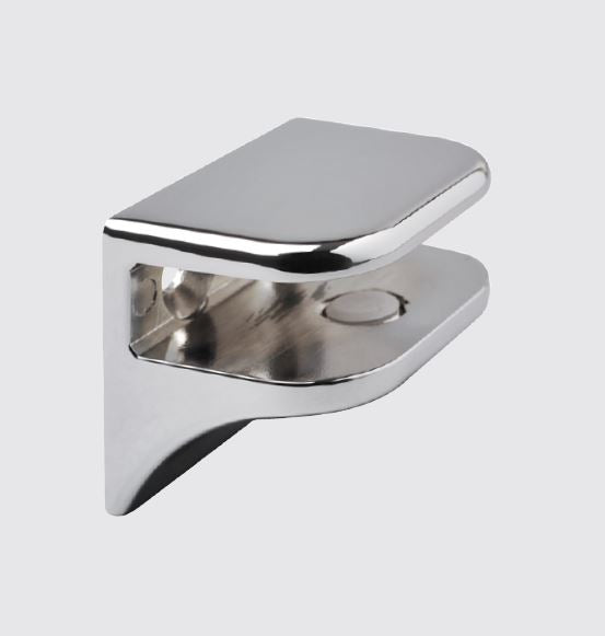 Glashalter eckig mit Kragen, 40 x 30mm, für 6-10 mm Glas, Zink glanzverchromt