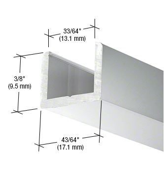 Standard Aluminium U-Profil 9,5 x 17mm, für Festteile - für 12,76mm Glas, hochglanzeloxiert, Länge 2,49 m (98")