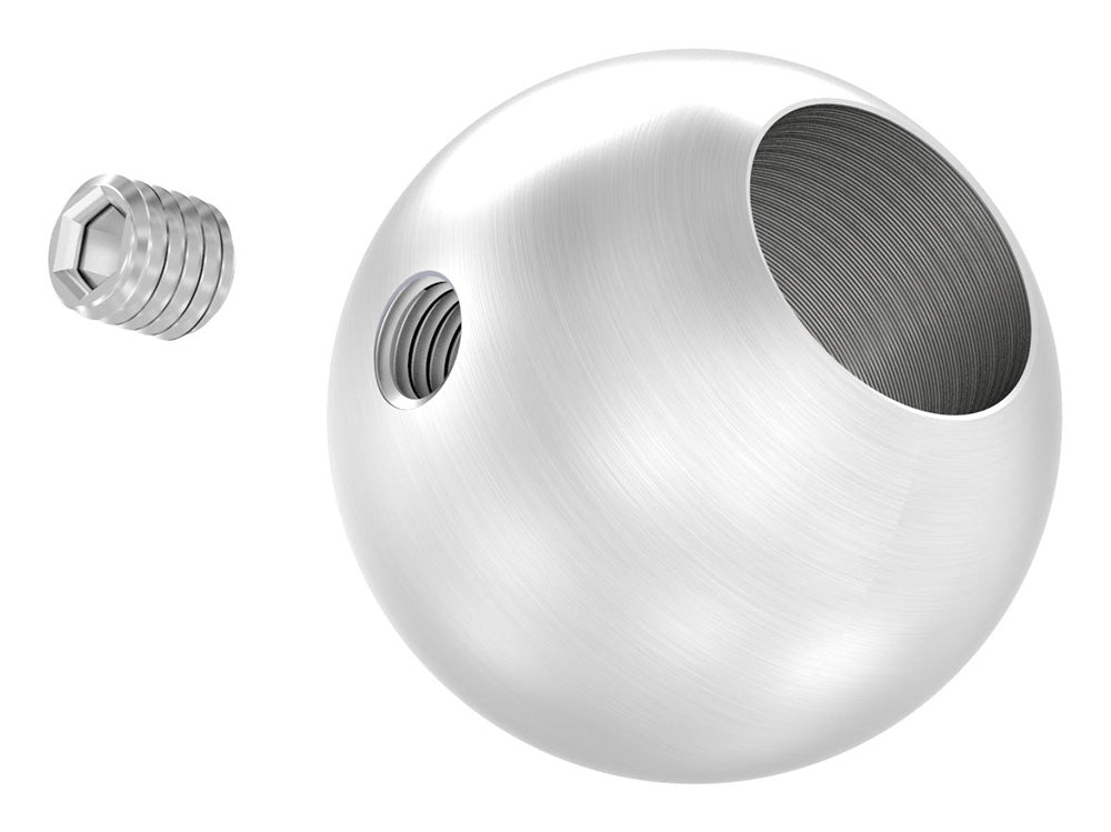 Edelstahl Kugel ø 25mm mit Durchgangsbohrung ø 12,2mm und seitlicher Madenschraube M5