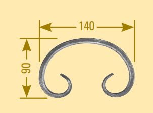 C-Schnecke 16x8mm; glatt; Höhe 90mm; Breite 140mm