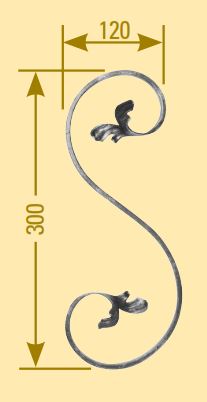 Leichtbarock Element 12x5mm; glatt; Höhe 300mm; Breite 120mm; links