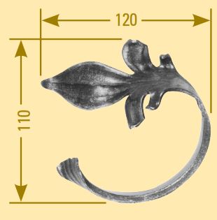 Leichtbarock Ansatz 12x5mm; glatt; Höhe 110mm; Breite 120mm; rechts