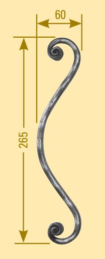 Meisterbarock Schnörkel 16x8mm; gehämmert; Höhe 265mm; Breite 60mm
