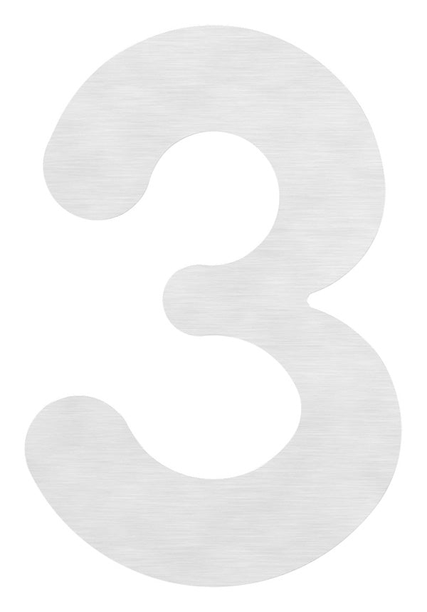 Hausnummer groß, Ziffer "3", aus Edelstahl