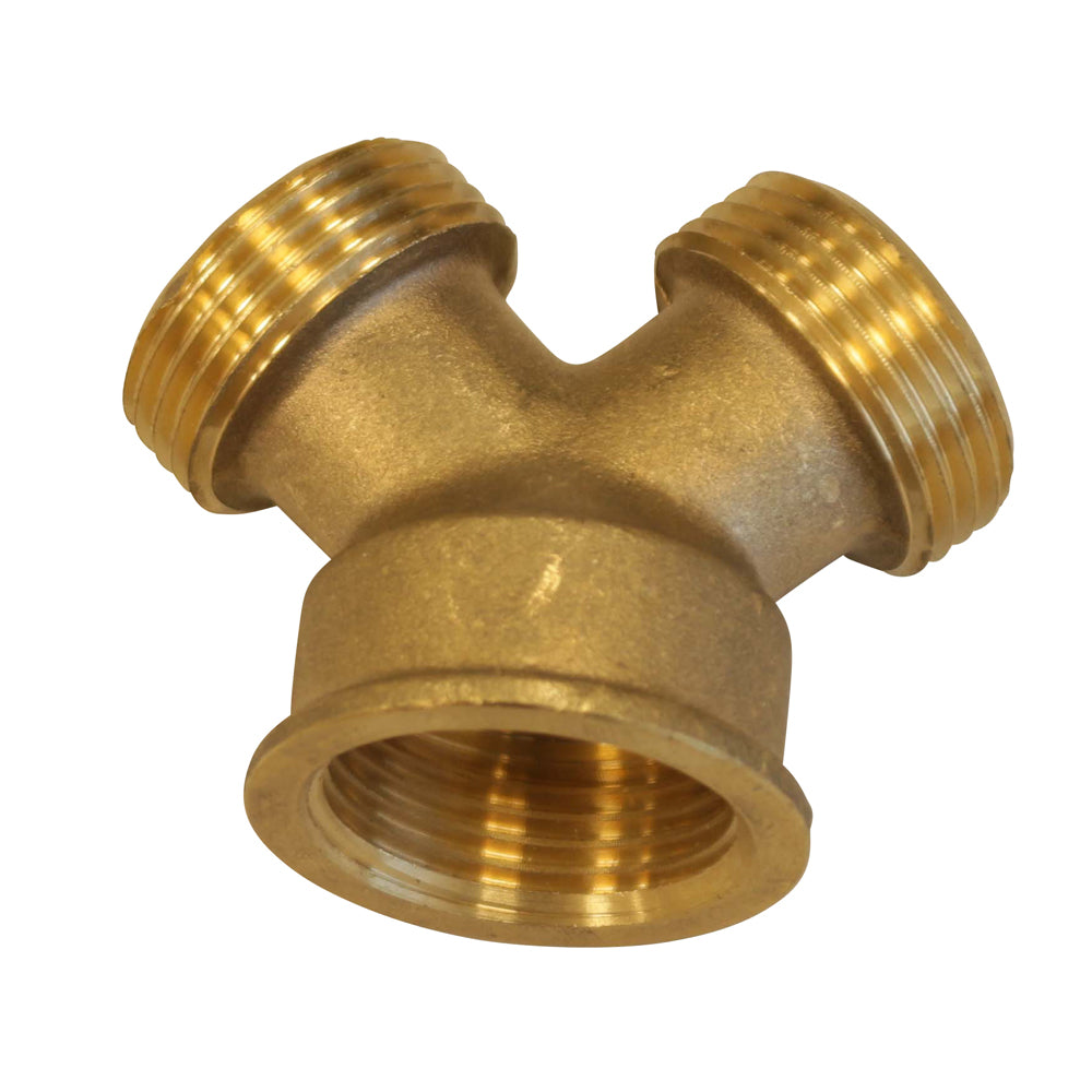 Y-Verteilerstück 3/4, AG 2 x 3/4 - IG 1 x 3/4, aus Messing
