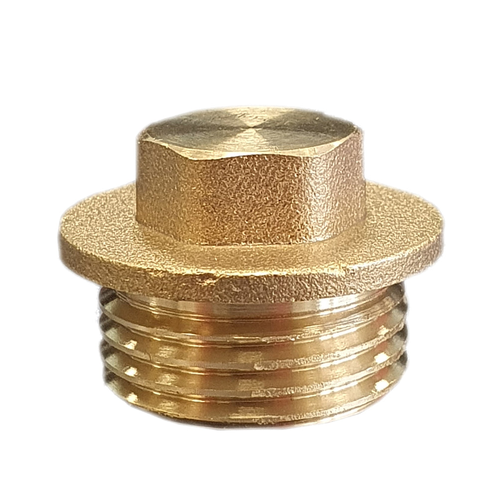 Stopfen mit Rand (Aussensechskant), AG 3/8" aus Messing