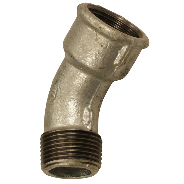 Bogen 45° (lang), IG 3/8" - AG 3/8", aus Temperguss