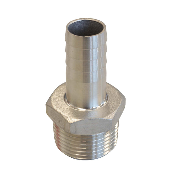 Sauger-Schlauchstutzen reduziert, Tülle 3/8" - AG 1/2" aus V2A Edelstahl
