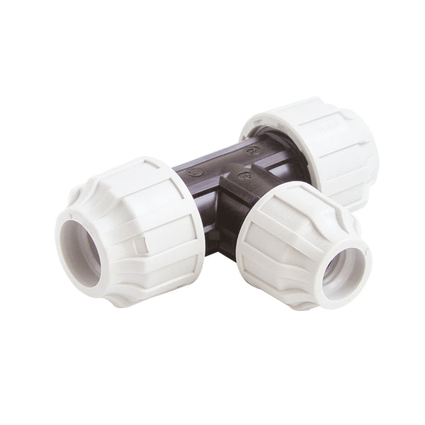 T-Stück reduziert, 3 x Verschraubung 25 - 20 - 25mm, aus Plastik