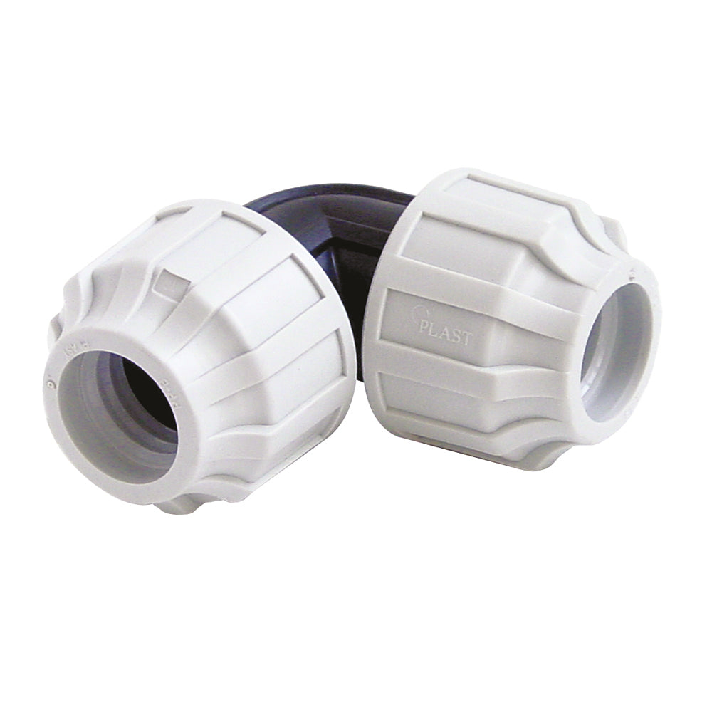 Winkelkupplung 90°, Verschraubung 32mm - Verschraubung 32mm, aus Plastik