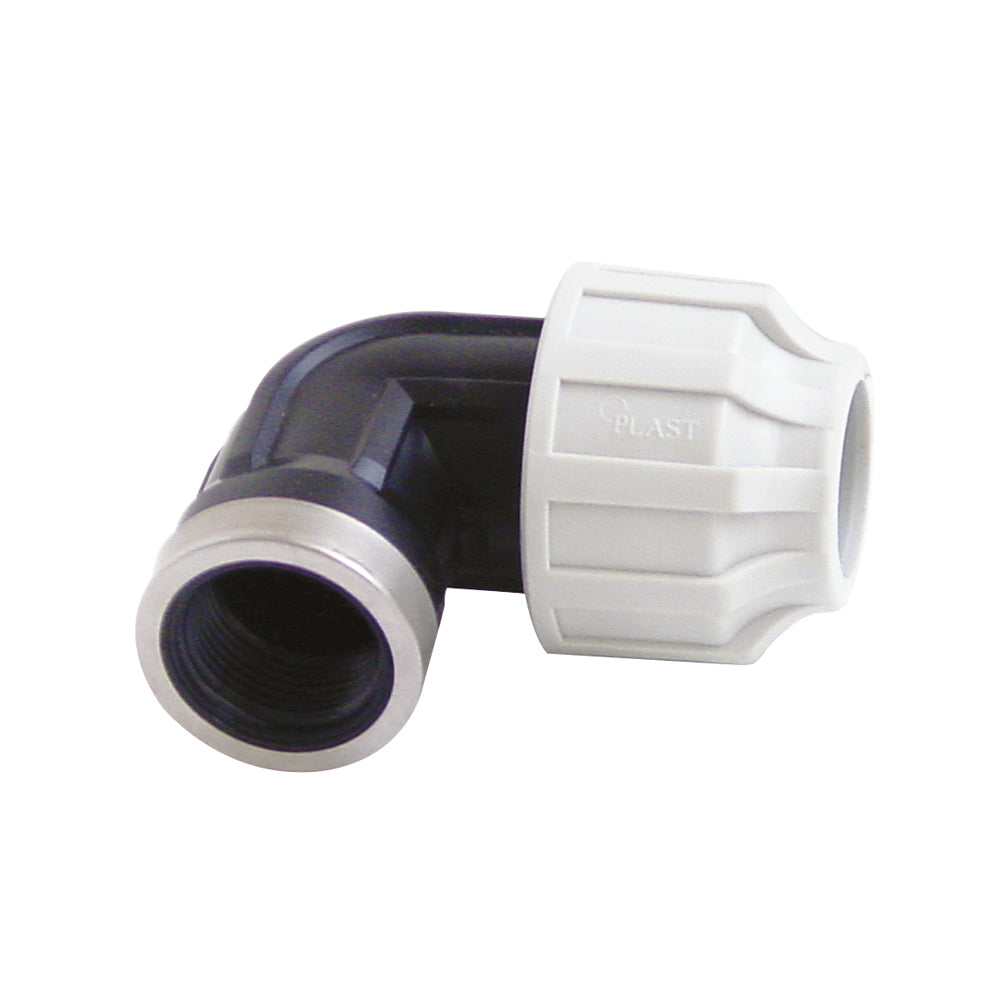 Winkelkupplung 90°, Verschraubung 20mm - IG 1/2", aus Plastik