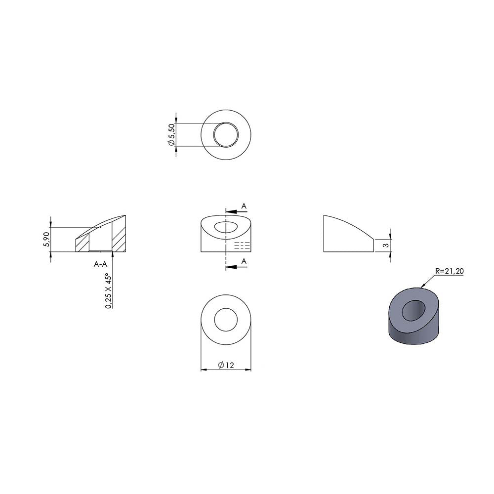 Formanschluss ø 12mm, für 42,4mm Pfosten, für M5 Gewinde, mit Steigung 28-32°