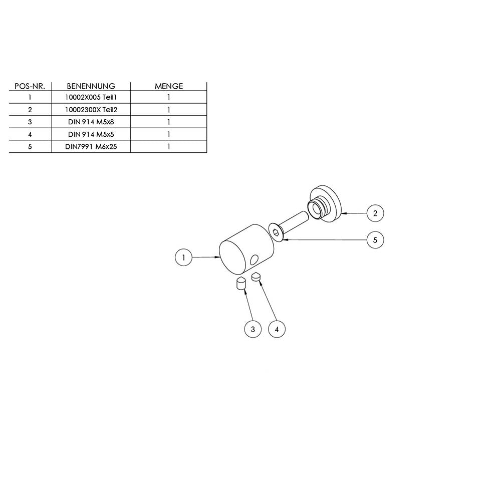 Seilhalter ø 22mm, flacher Anschluss, für ø 5mm Seil