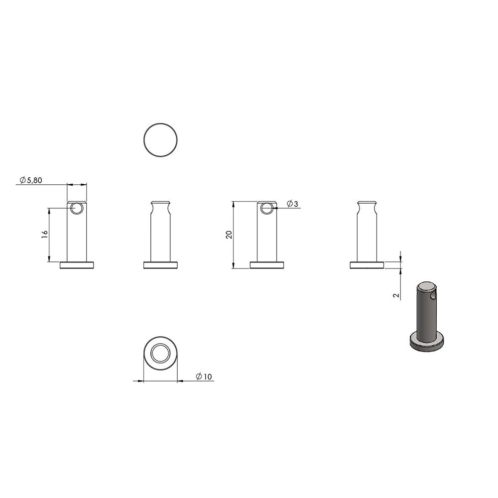 Wantenspanner mit beidseitiger Gabel, mit M6 Gewinde