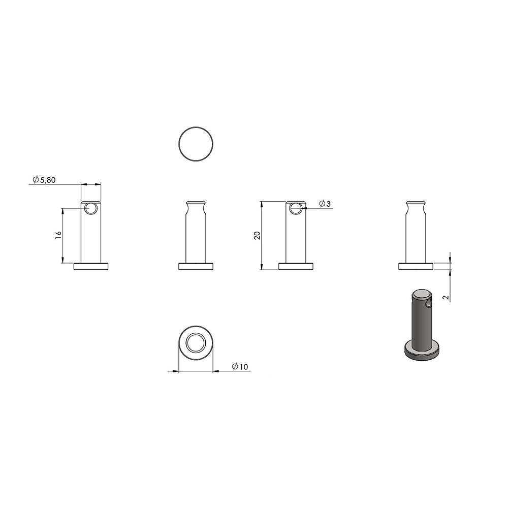 Wantenspanner mit beidseitiger Gabel, mit M6 Gewinde