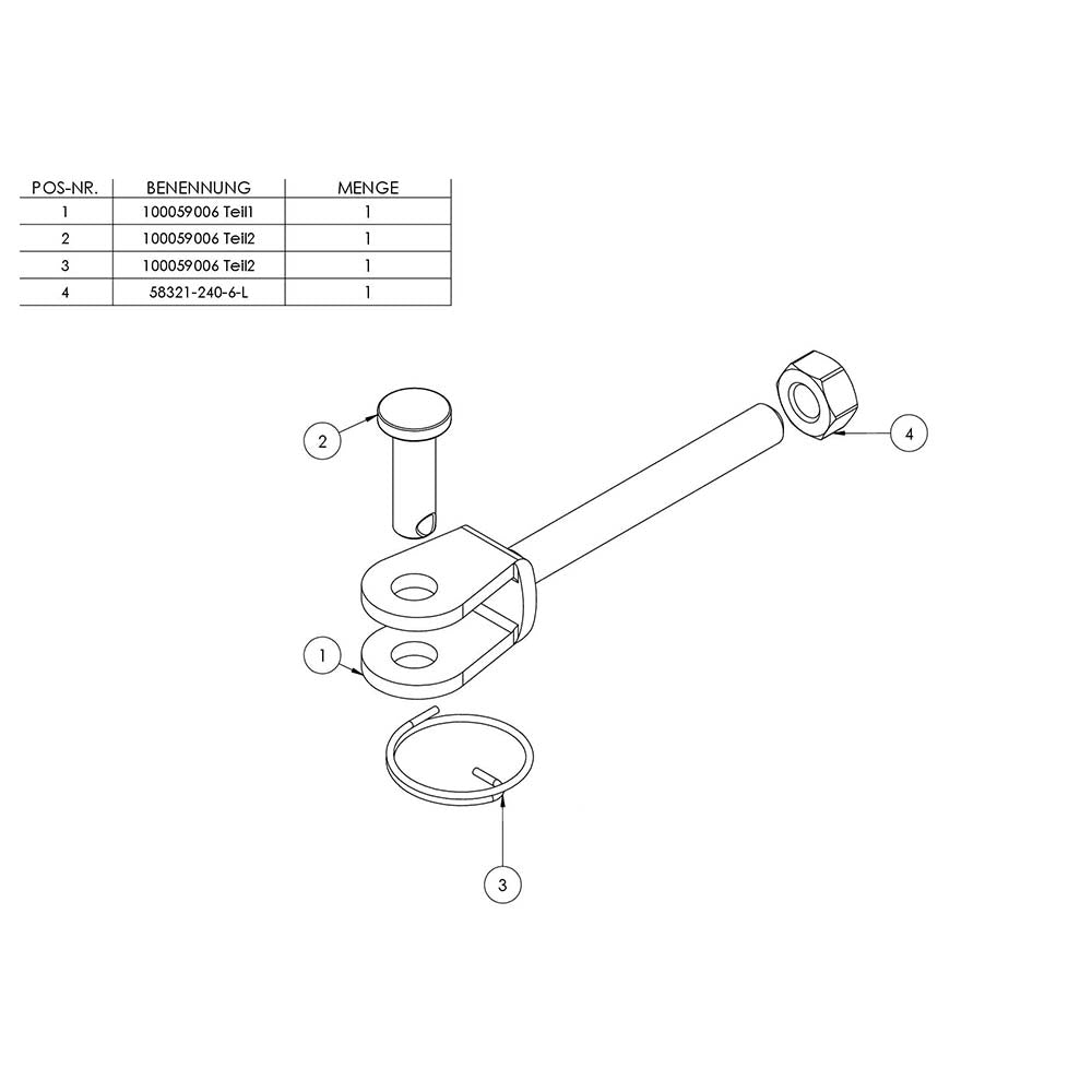 Wantenspanner mit beidseitiger Gabel, mit M6 Gewinde