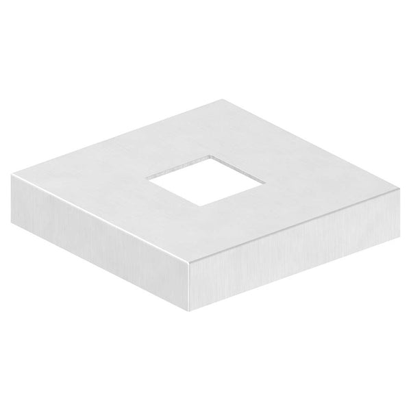 Abdeckrosette quadratisch 129 x 129 x 25mm, Wandstärke 2mm, Bohrung 40,5 x 40,5mm