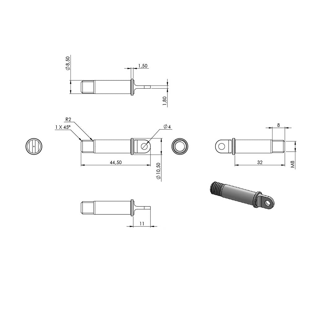 Schäkel, für ø 8mm Seil, M8